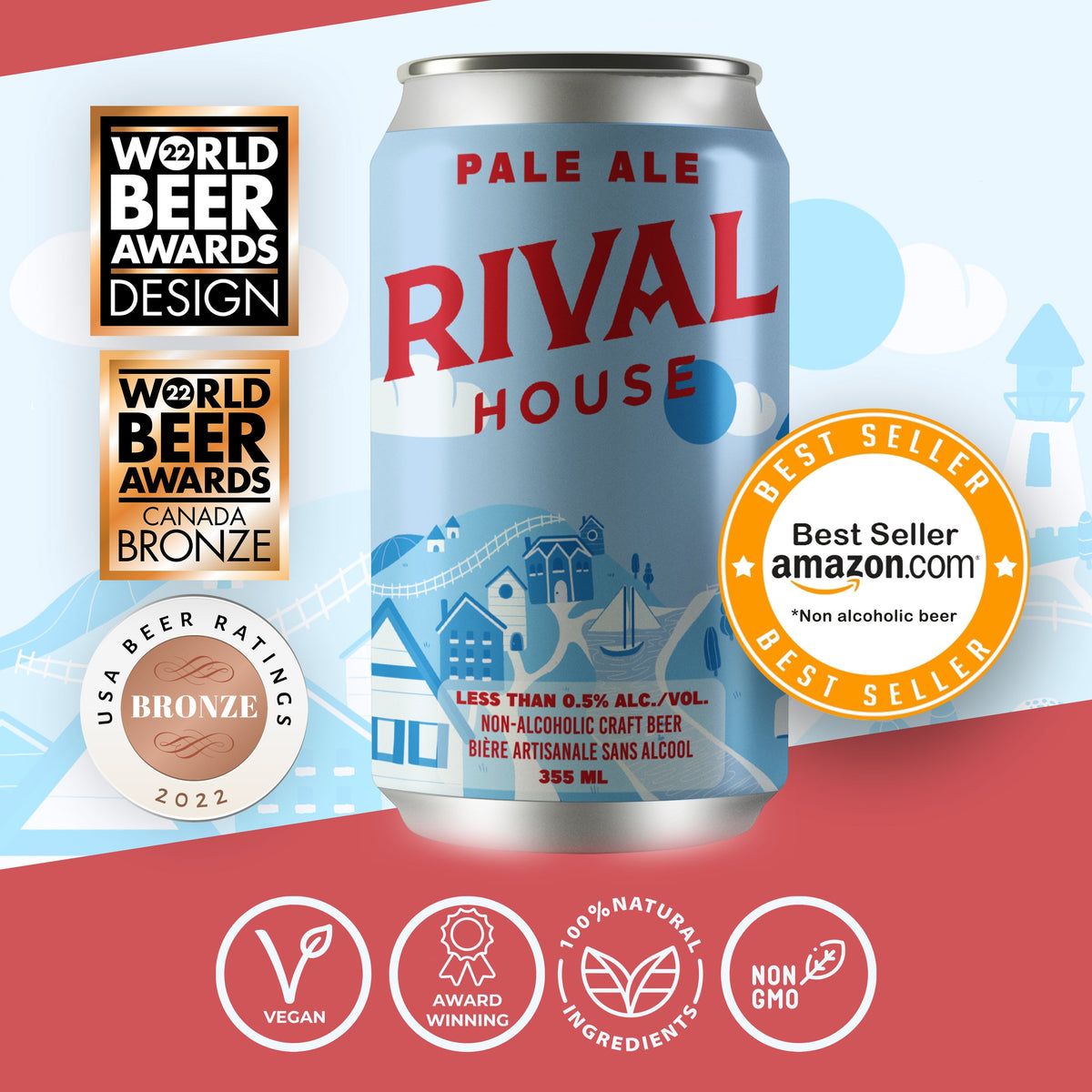 Rival House Pale Ale (4x355ml) Non Alcoholic Beer